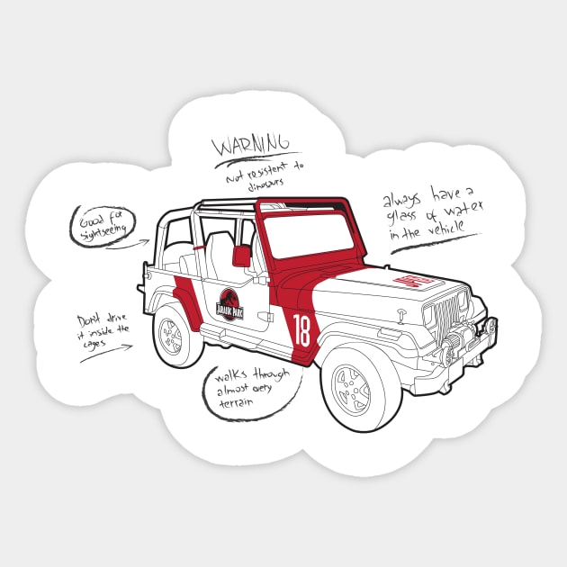 JP18 Jurassic Park Sticker TeePublic